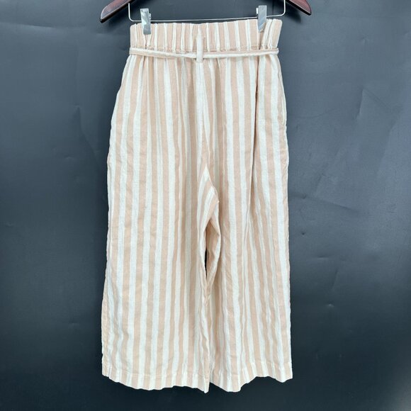 Proud Mary Striped Playa cotton Pants wide leg high rise coastal grandma tan S/M - Picture 9 of 13